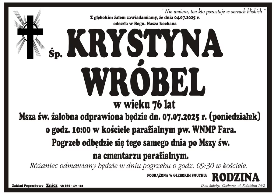 W komentarzach wpisujemy wspomnienia i kondolencje.