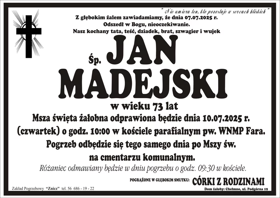 W komentarzach wpisujemy wspomnienia i kondolencje.