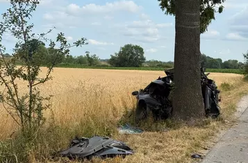 Wypadek w Nowych Dobrach pod Chełmnem/ Fot. KP PSP Chełmno/ OSP Chełmno