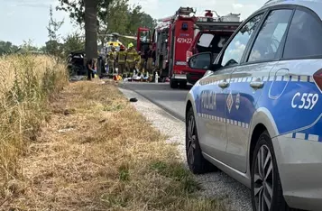 Wypadek w Nowych Dobrach pod Chełmnem/ Fot. KP PSP Chełmno/ OSP Chełmno