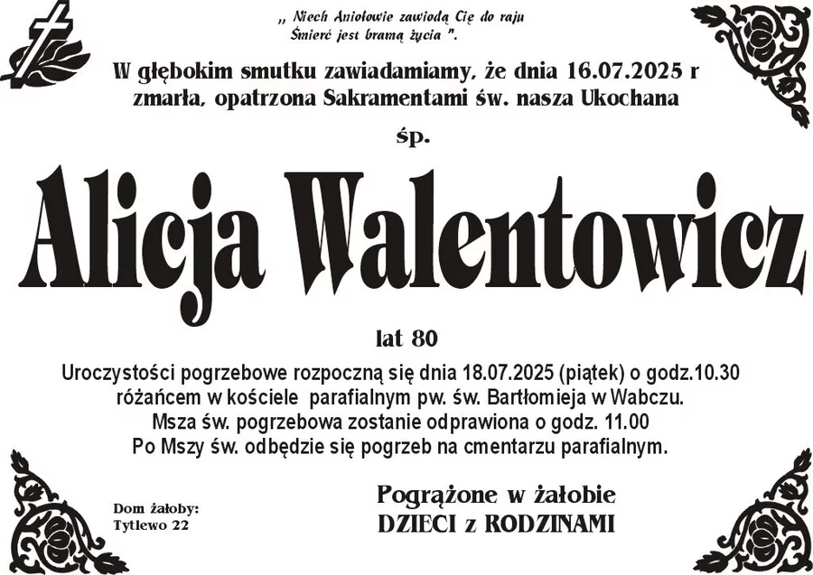 W komentarzach wpisujemy wspomnienia i kondolencje.