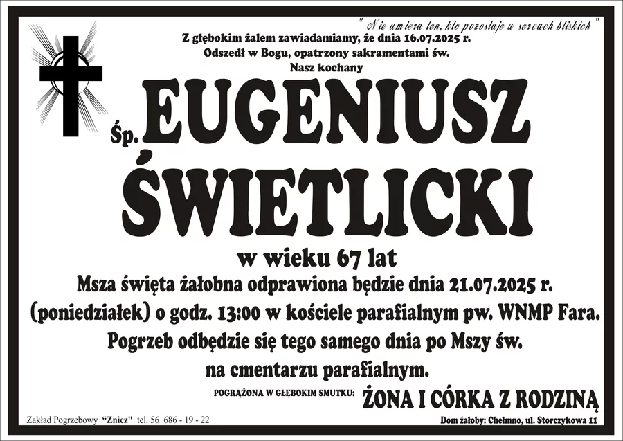 W komentarzach wpisujemy wspomnienia i kondolencje.