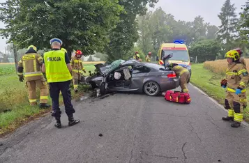 Pod Chełmnem kobieta rozbiła bmw na drzewie/ Fot. KP PSP Chełmno