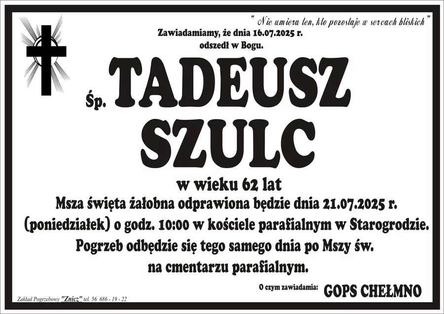 W komentarzach wpisujemy wspomnienia i kondolencje.