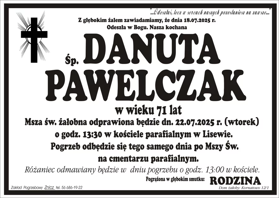 W komentarzach wpisujemy wspomnienia i kondolencje.