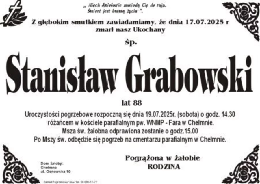 W komentarzach wpisujemy wspomnienia i kondolencje.