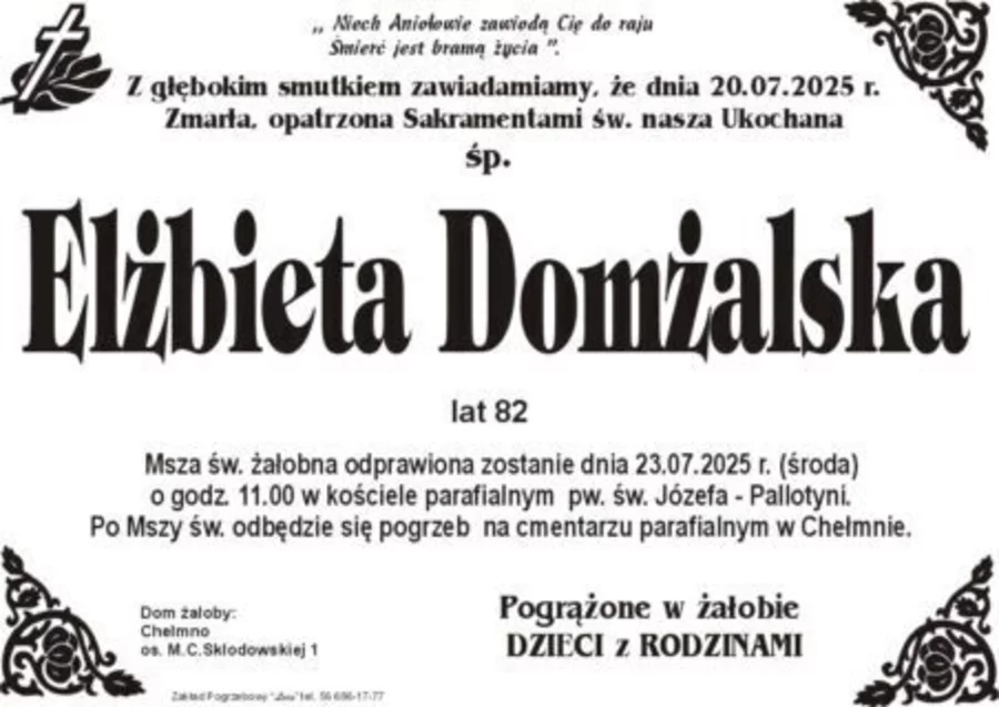 W komentarzach wpisujemy wspomnienia i kondolencje.