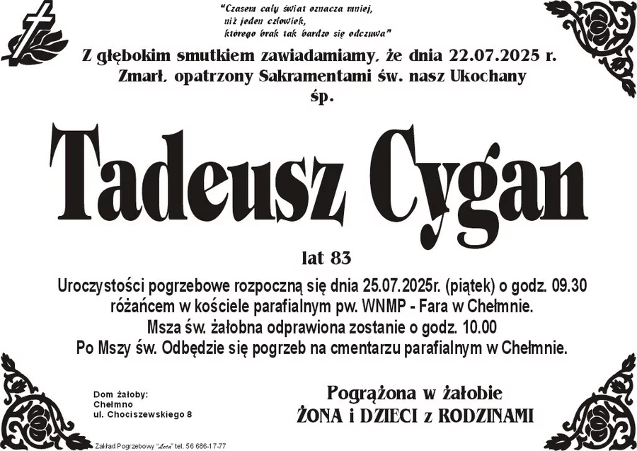 W komentarzach wpisujemy wspomnienia i kondolencje.