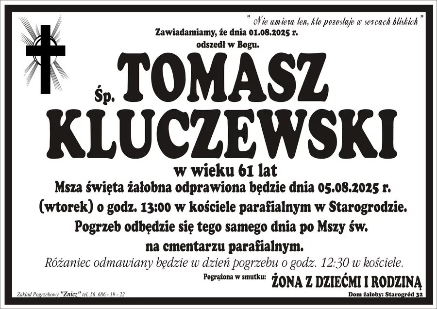 W komentarzach wpisujemy wspomnienia i kondolencje.