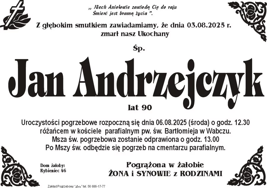 W komentarzach wpisujemy wspomnienia i kondolencje.