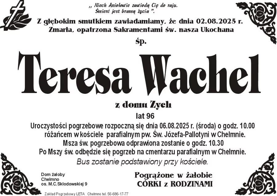 W komentarzach wpisujemy wspomnienia i kondolencje.