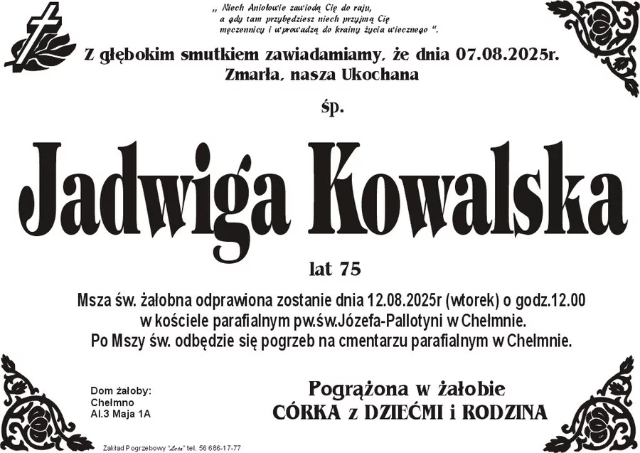 W komentarzach wpisujemy wspomnienia i kondolencje.