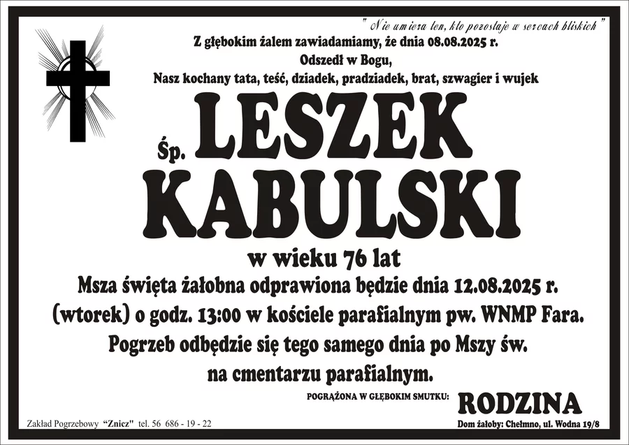W komentarzach wpisujemy wspomnienia i kondolencje.