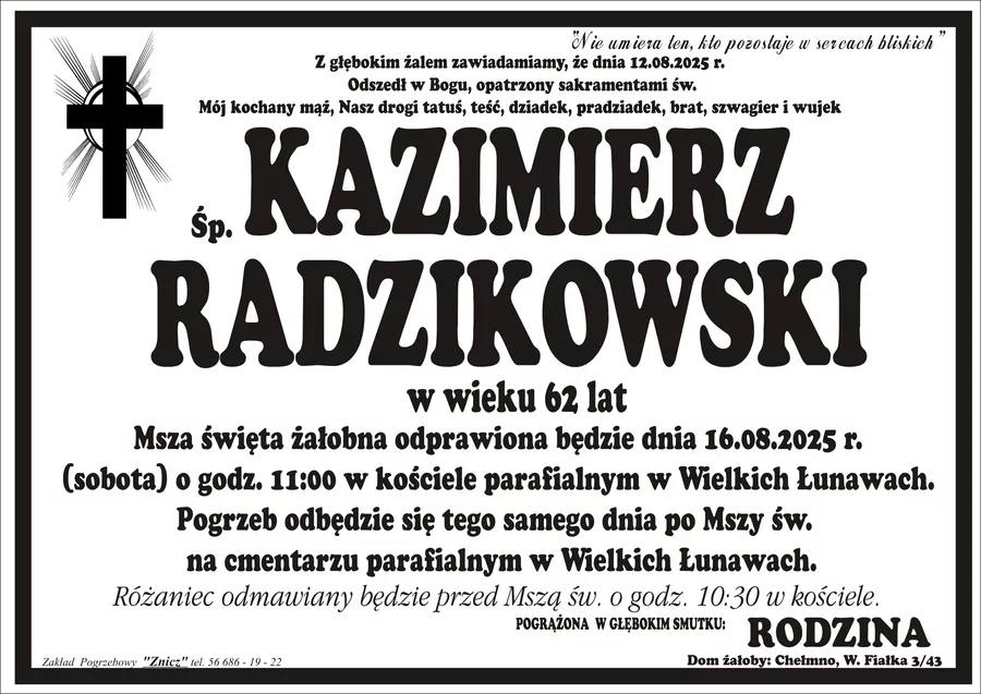 W komentarzach wpisujemy wspomnienia i kondolencje.