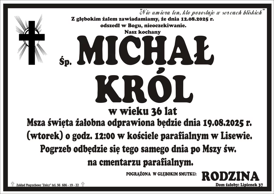 W komentarzach wpisujemy wspomnienia i kondolencje.