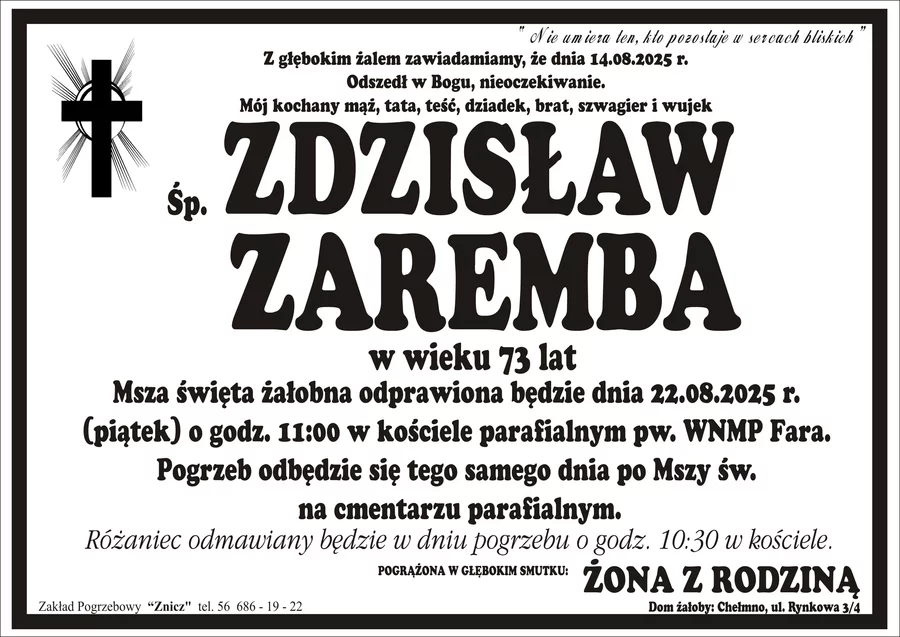 W komentarzach wpisujemy wspomnienia i kondolencje.