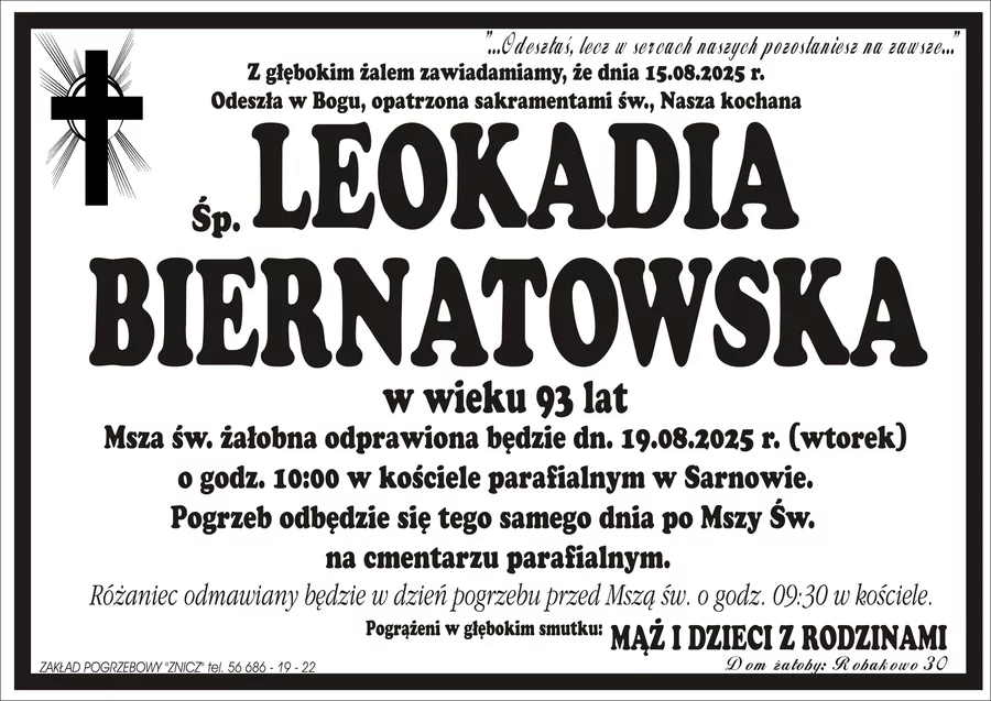W komentarzach wpisujemy wspomnienia i kondolencje.