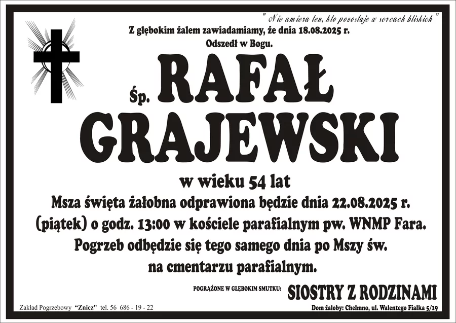 W komentarzach wpisujemy wspomnienia i kondolencje.