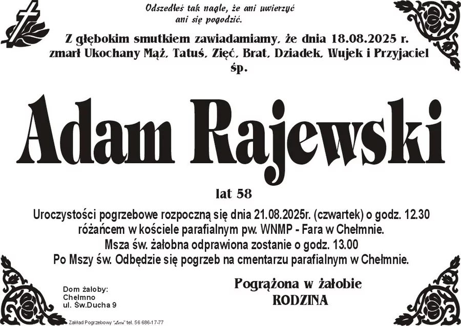 W komentarzach wpisujemy wspomnienia i kondolencje.