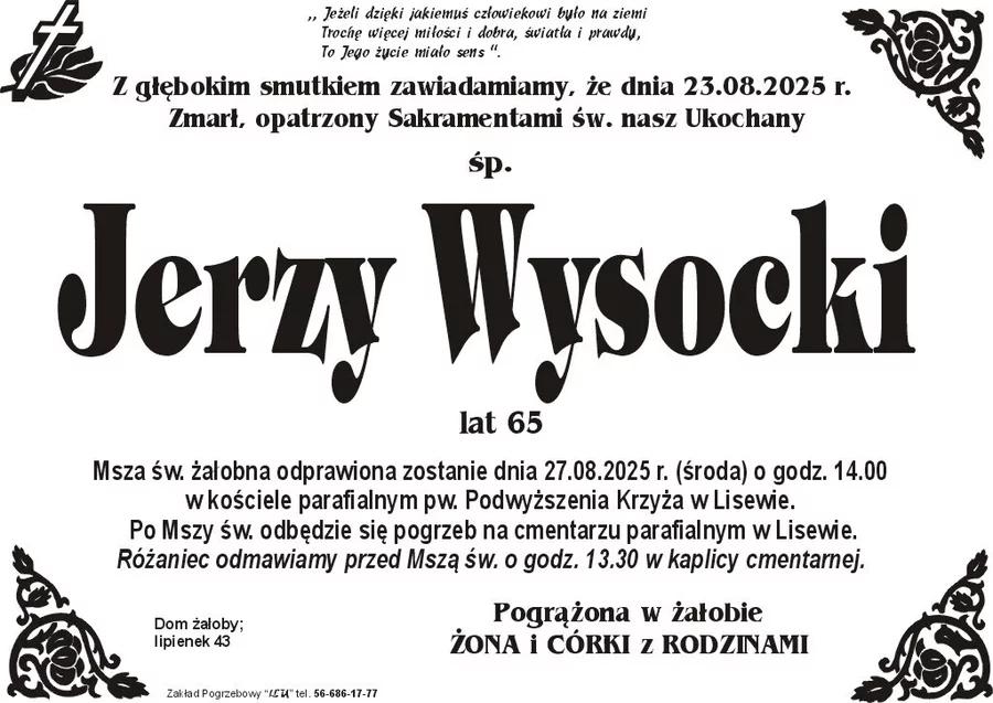 W komentarzach wpisujemy wspomnienia i kondolencje.