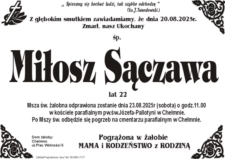 W komentarzach wpisujemy wspomnienia i kondolencje.