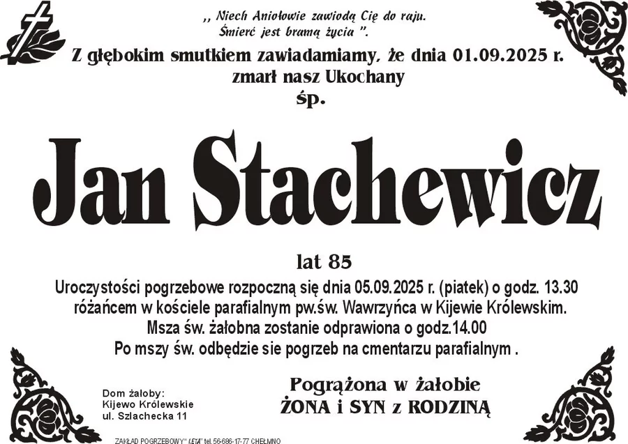 W komentarzach wpisujemy wspomnienia i kondolencje.