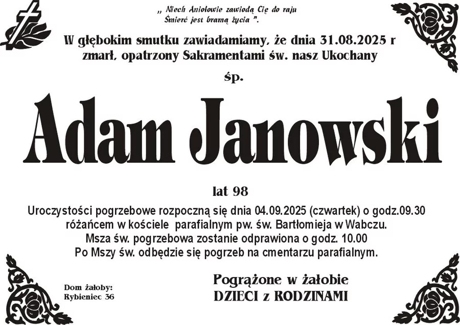 W komentarzach wpisujemy wspomnienia i kondolencje.
