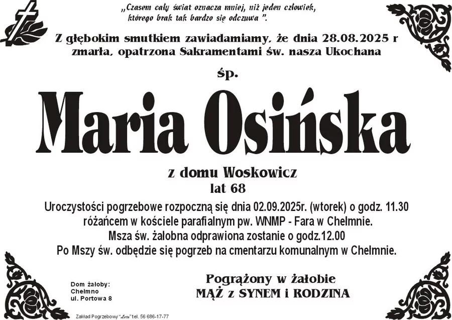 W komentarzach wpisujemy wspomnienia i kondolencje.