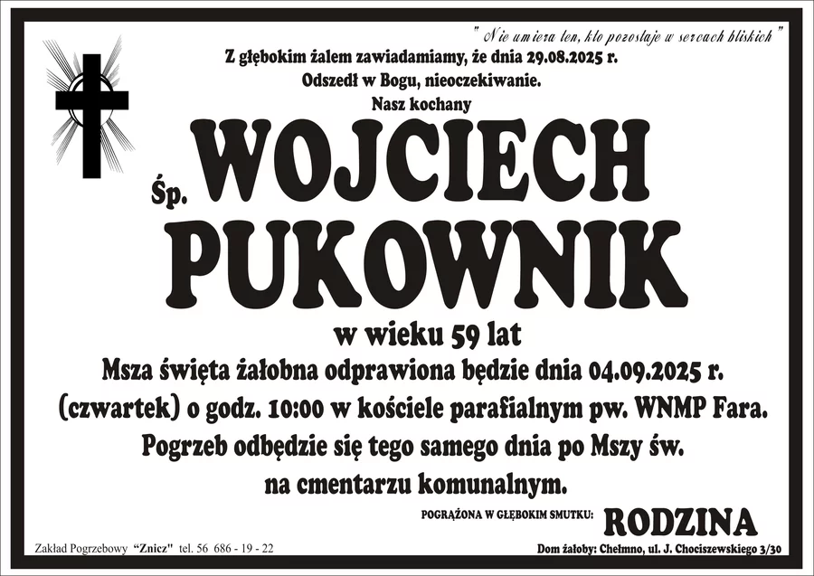 W komentarzach wpisujemy wspomnienia i kondolencje.