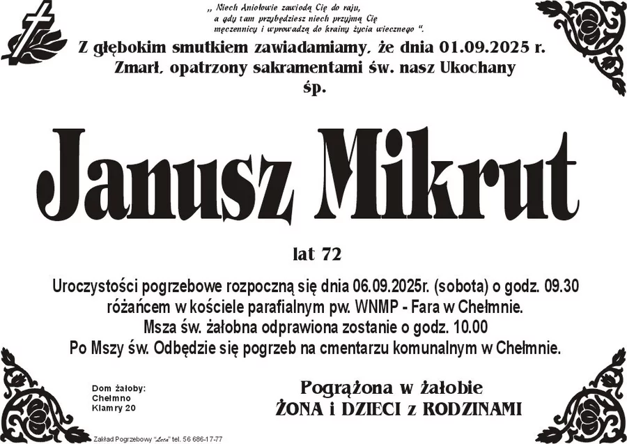 W komentarzach wpisujemy wspomnienia i kondolencje.