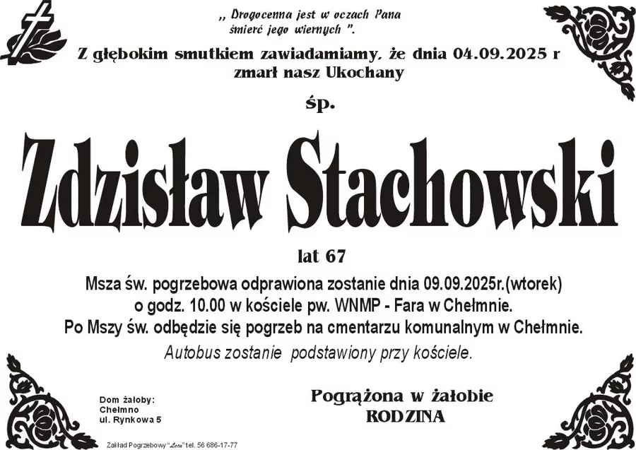 W komentarzach wpisujemy wspomnienia i kondolencje.