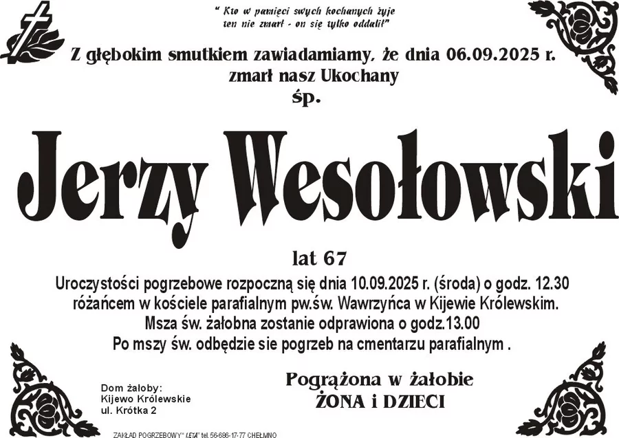 W komentarzach wpisujemy wspomnienia i kondolencje.