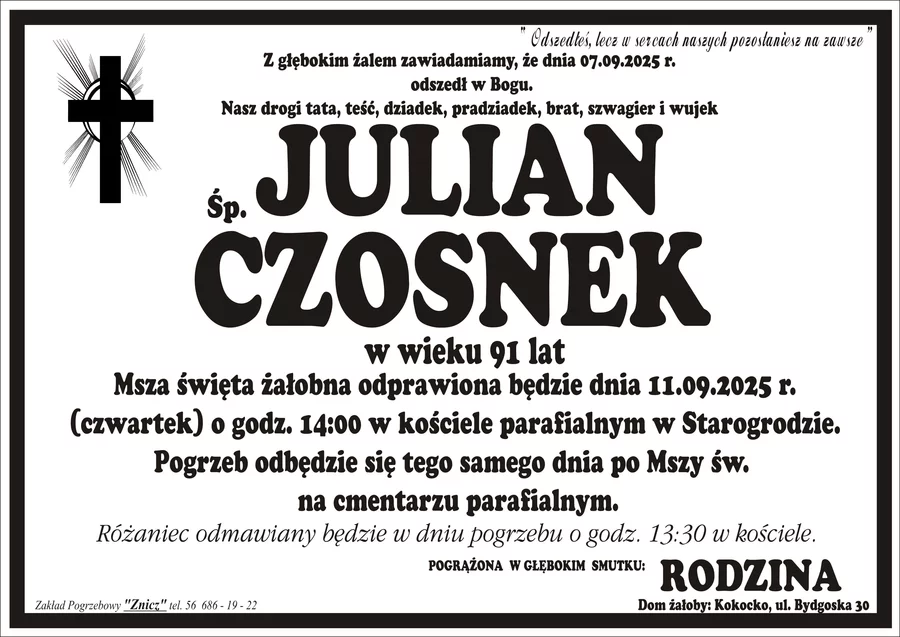 W komentarzach wpisujemy wspomnienia i kondolencje.