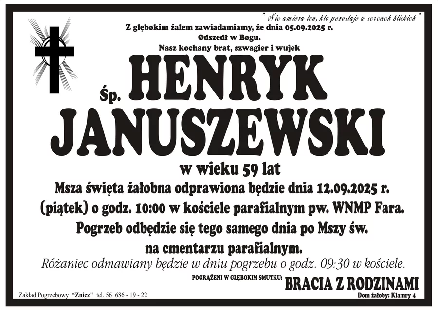 W komentarzach wpisujemy wspomnienia i kondolencje.