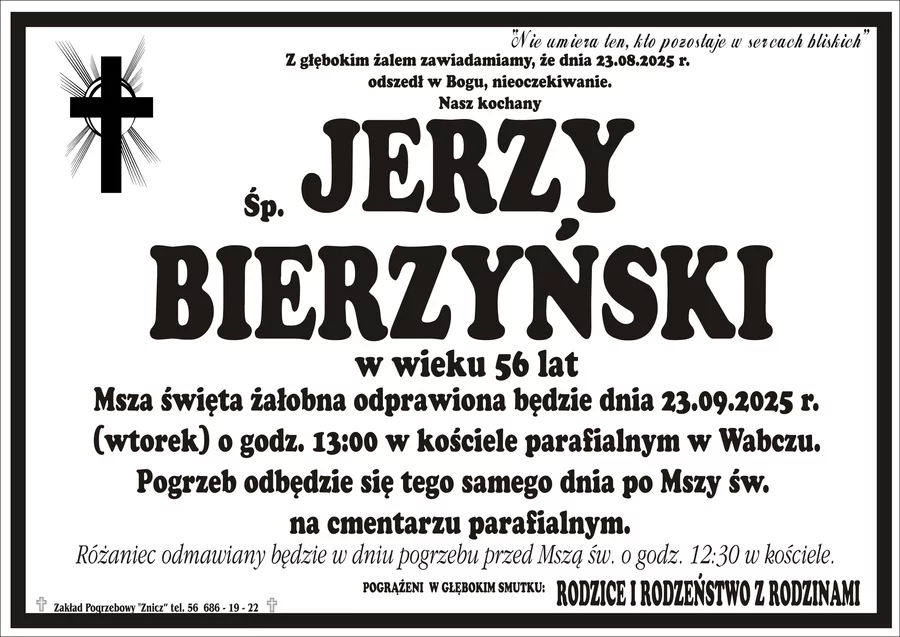 W komentarzach wpisujemy wspomnienia i kondolencje.