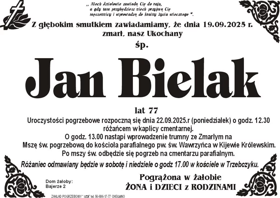 W komentarzach wpisujemy wspomnienia i kondolencje.