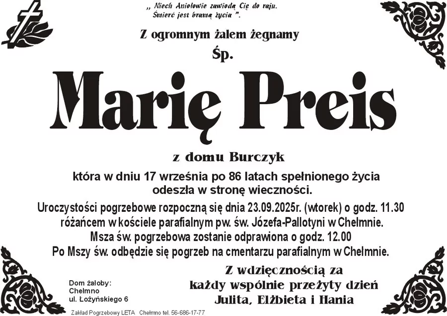 W komentarzach wpisujemy wspomnienia i kondolencje.