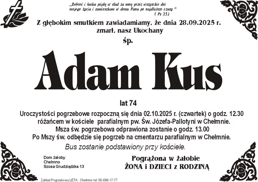 W komentarzach wpisujemy wspomnienia i kondolencje.