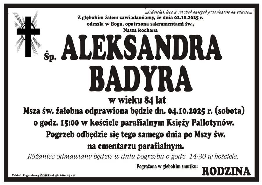 W komentarzach wpisujemy wspomnienia i kondolencje.
