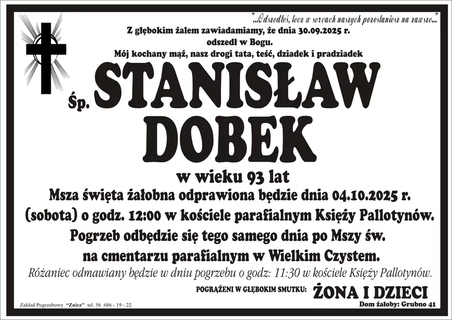 W komentarzach wpisujemy wspomnienia i kondolencje.