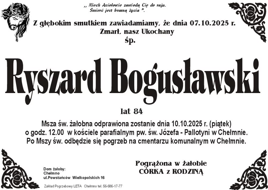 W komentarzach wpisujemy wspomnienia i kondolencje.