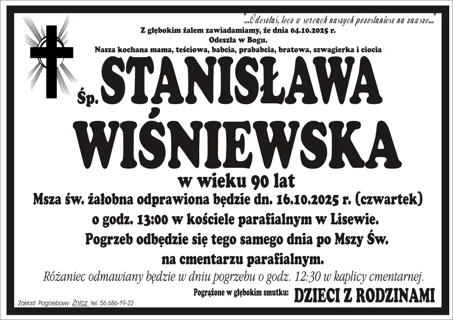 W komentarzach wpisujemy wspomnienia i kondolencje.