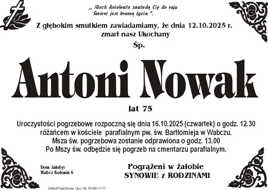 W komentarzach wpisujemy wspomnienia i kondolencje.