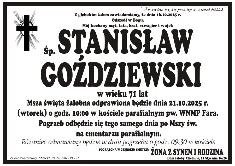 W komentarzach wpisujemy wspomnienia i kondolencje.