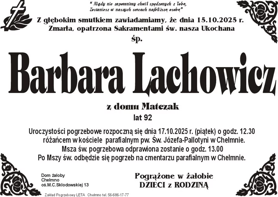 W komentarzach wpisujemy wspomnienia i kondolencje.