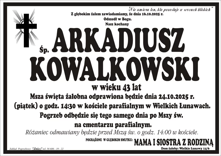 W komentarzach wpisujemy wspomnienia i kondolencje.