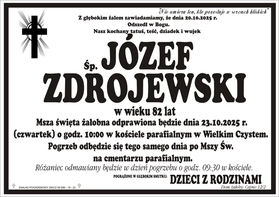 W komentarzach wpisujemy wspomnienia i kondolencje.