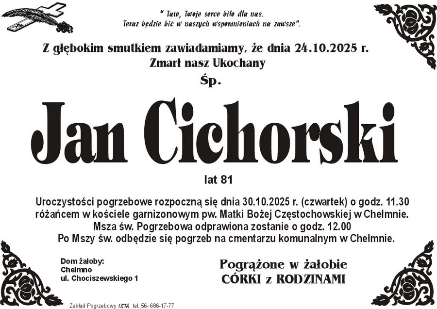 W komentarzach wpisujemy wspomnienia i kondolencje.