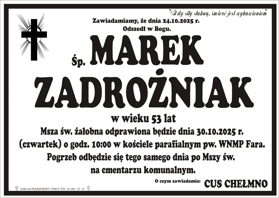 W komentarzach wpisujemy wspomnienia i kondolencje.