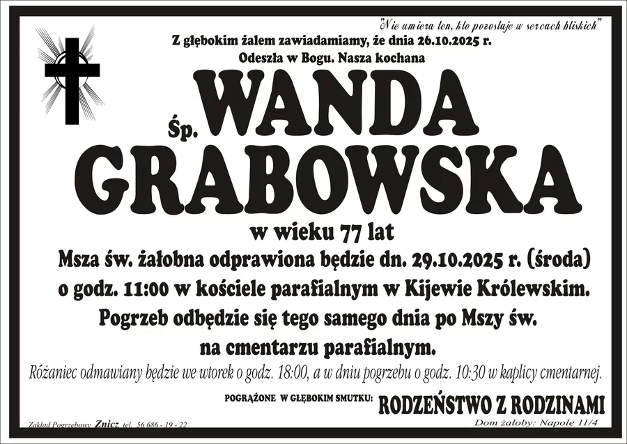 W komentarzach wpisujemy wspomnienia i kondolencje.